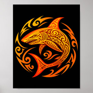 Mens tribal shark design performance  poster