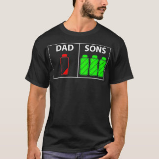 Mens Triplet Dad of Three Sons  Funny Low Gift T-Shirt