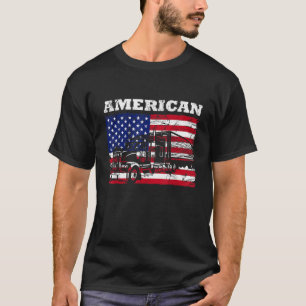 Mens Trucker American Flag Trucks Truck Driver Tru T-Shirt
