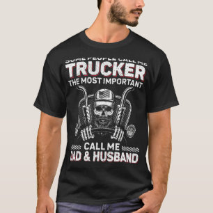 Mens Trucker Dad And Husband Retro Style Trucker F T-Shirt
