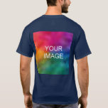 Men's TShirt Back Design Replace Photo Template<br><div class="desc">Men's TShirt Back Design Add Replace Photo Template Basic Navy Blue Dark T-Shirt.</div>