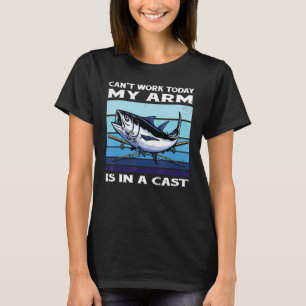 Mens Tuna Fishing My Arm Is In Cast Retro Tuna Fis T-Shirt