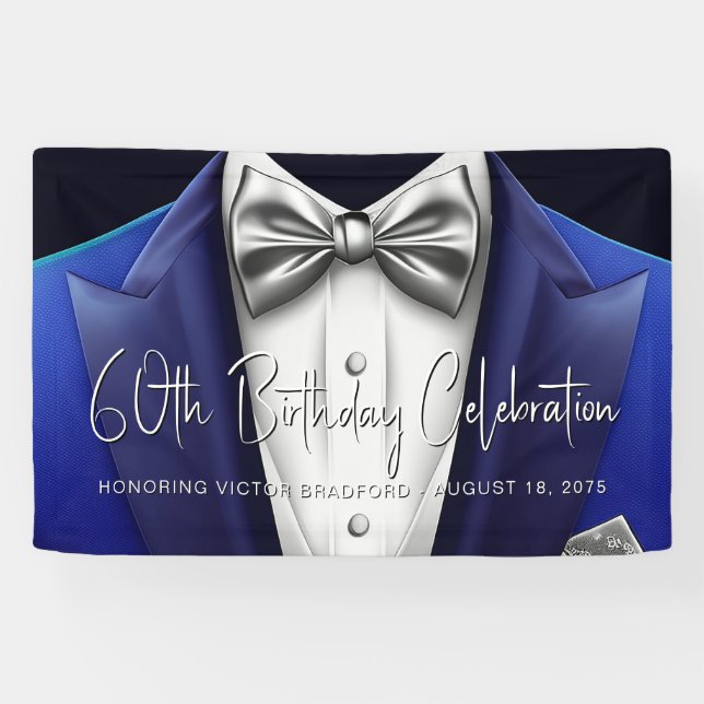 Mens Tuxedo Birthday Party Banner (Horizontal)
