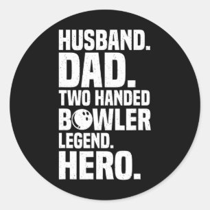 Mens Two Handed Bowler Funny Bowling For Dads  Classic Round Sticker