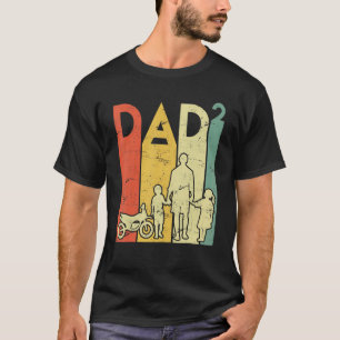 Mens Two Times Dad Motorcycle Father Dad 2 Kids Fa T-Shirt