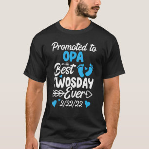 Mens Twosday Promoted To Opa Grandpa New Baby Anno T-Shirt