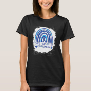 Mens Type 1 Diabetes Awareness Rainbow Blue Ribbon T-Shirt