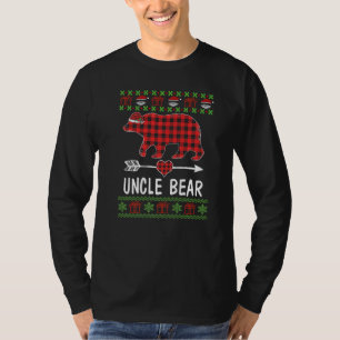 Mens Uncle Bear Santa Red Plaid Family Pyjamas For T-Shirt