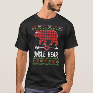 Mens Uncle Bear Santa Red Plaid Family Pyjamas For T-Shirt
