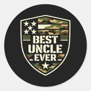 Mens Uncle Camouflage Us Flag Patriotic Military Classic Round Sticker