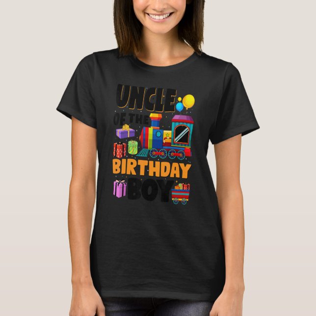Mens Uncle Of The Birthday Boy Trains Birthday Par T-Shirt (Front)