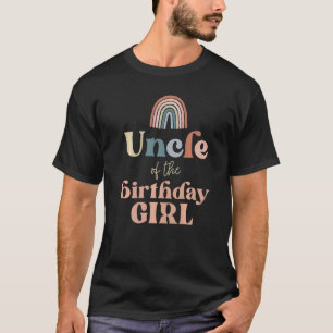 Mens Uncle of the Birthday Girl Boho Rainbow Party T-Shirt
