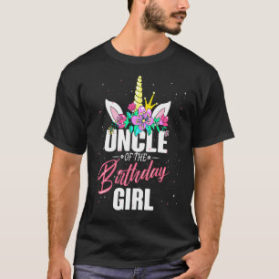 Mens Uncle Of The Birthday Girl Unicorn Girls Fami T-Shirt