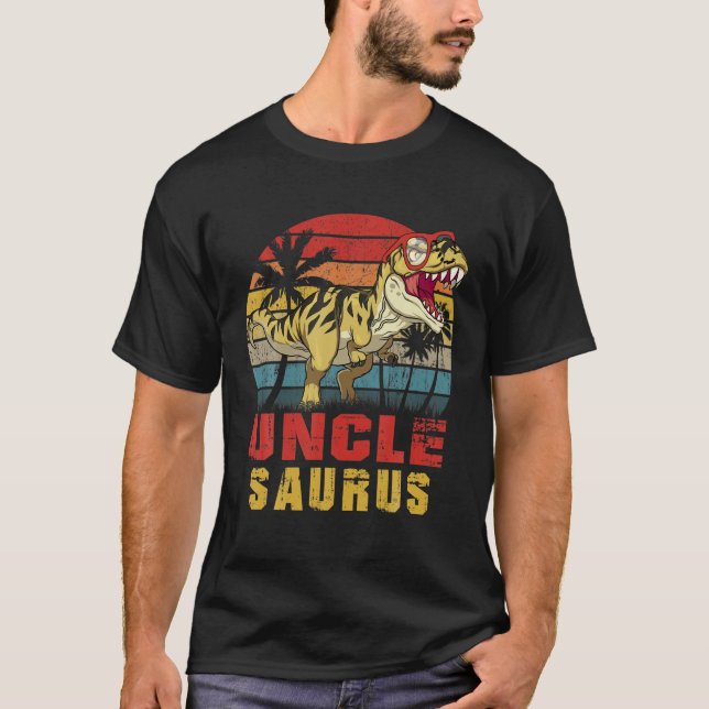 Mens Uncle Saurus Dinosaur Funny Unclesaurus T Rex T-Shirt (Front)