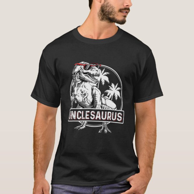 Mens Unclesaurus T Rex Dinosaur Funny Uncle Saurus T-Shirt (Front)