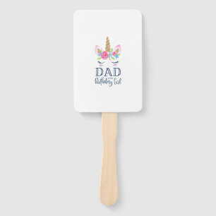 Mens Unicorn Dad of the Birthday Girl Matching Par Hand Fan