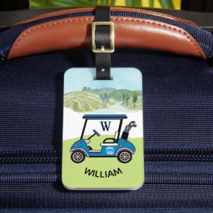 Men's Unique Custom Cart Monogram Name Bag or Luggage Tag