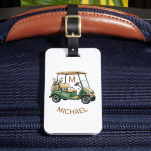 Men's Unique Custom Cart Monogram Name Bag or Luggage Tag