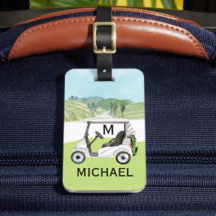 Men's Unique Custom Cart Monogram Name Bag or  Luggage Tag
