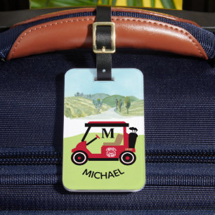Men's Unique Custom Cart Monogram Name Bag or Luggage Tag