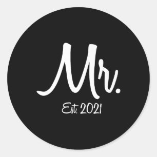 Mens Unique Matching Wedding Gift For Bride &amp;  Classic Round Sticker