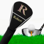 Men's Unique Monogram Name Black White Gold Golf Head Cover<br><div class="desc">This sophisticated design feature unique three-colour lettering for the Monogram. Look closely and you will for yourself. That is a part of what makes this almost one-of-a kind -- for yourself or as a special gift. Black and white, with accents a nd with a custom monogram and First name --...</div>