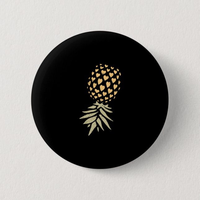 Mens upside down pineapple subtle vacation funny 6 cm round badge (Front)
