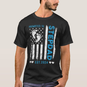 Mens US American Flag Promoted To Stepdad 2024 Fat T-Shirt