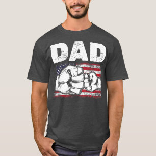 Mens US Flag Dad Son Fist Bump Patriotic Dad 4th T-Shirt