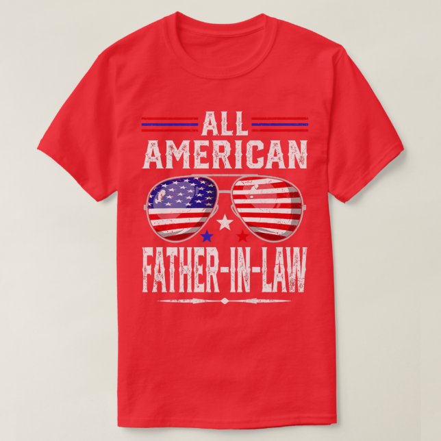 Mens US Flag Father's Day All American FatherInLaw T-Shirt (Design Front)