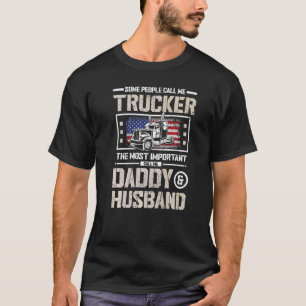 Mens Us Flag Trucker Daddy Or Trucker Husband Truc T-Shirt