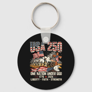 Mens Usa 250 One Nation Under God Liberty Faith Key Ring