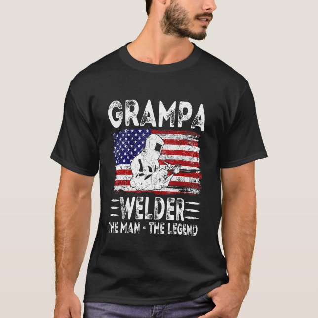 Mens Usa American Flag Grampa Welder The Man The L T-Shirt (Front)