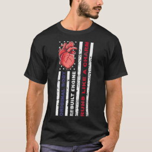 Mens USA American Flag -Mechanic Open Heart Surger T-Shirt