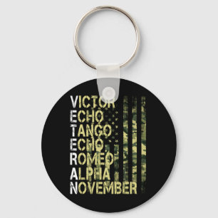 Mens Usa Flag Aamerican Veteran Phonetic Alphabet Key Ring