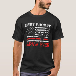 Mens USA Flag Best Buckin Papaw Ever Deer Hunting T-Shirt