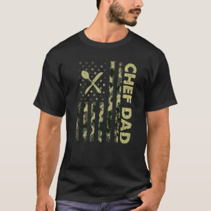 Mens Usa Flag Camouflage Chef Dad Patriotic Father T-Shirt