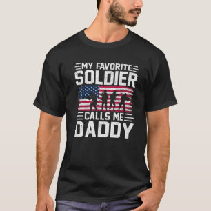 Mens USA Flag My Soldier Calls Me Daddy Army Fathe T-Shirt