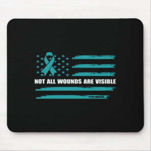 Mens Usa Flag Not Wounds Are Visible Ptsd Mouse Pad