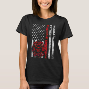 Mens Usa Flag Vintage Firefighter Husband Dad Fire T-Shirt