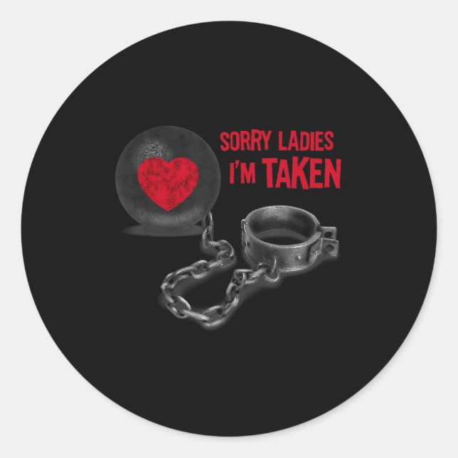 Mens Valentine's Day - Ball And Chain  Classic Round Sticker (Front)