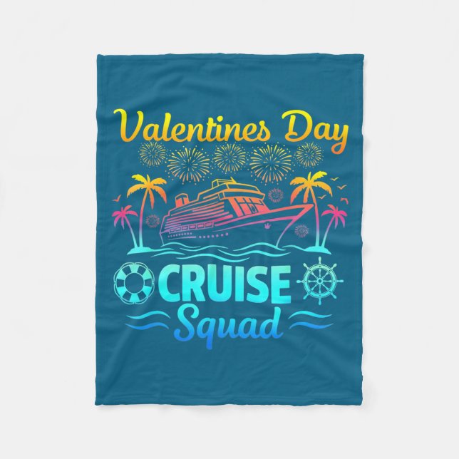 Mens Valentines Day Cruise Squad 2026 Vacation Tra Fleece Blanket (Front)