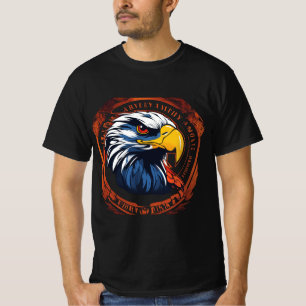 Men's Value logo with Blue Hawk Black T-Shirt