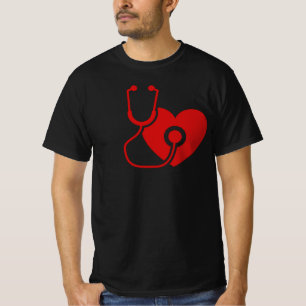 Men's Value T-shirt designed with Red Stethoscope
