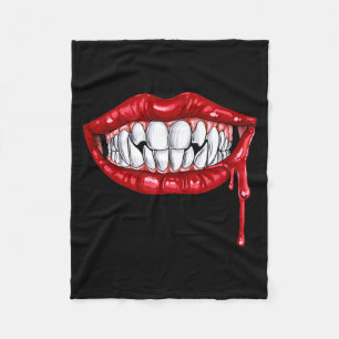 Mens Vampire Fangs Th Lips Halloween Count Gifts Fleece Blanket