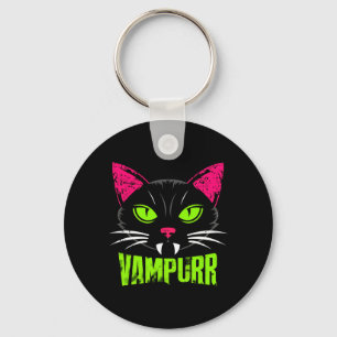 Mens Vampurr Cat Black Cat Halloween Spooky Key Ring