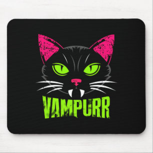 Mens Vampurr Cat Black Cat Halloween Spooky Mouse Pad