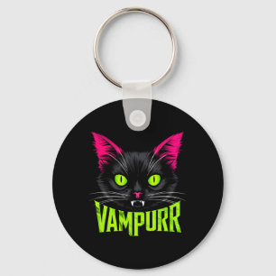 Mens Vampurr Cat Halloween Spooky Black Cat Key Ring
