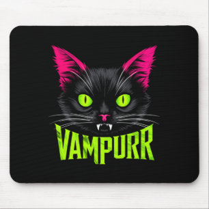 Mens Vampurr Cat Halloween Spooky Black Cat Mouse Pad