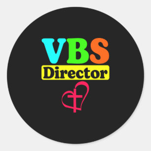 Mens vbs crew vacation bible school group matching classic round sticker